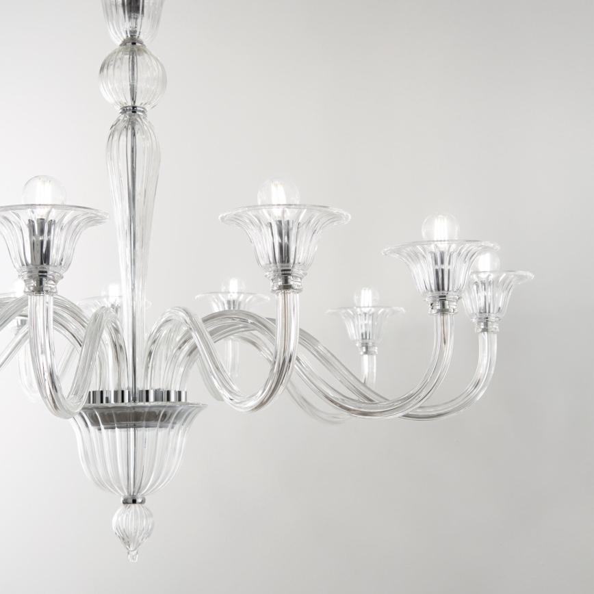 Ideal Lux - Sietynas, kabinamas ant grandinės BRIGITTA 12xE14/40W/230V diametras 120 cm permatoma
