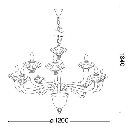 Ideal Lux - Sietynas, kabinamas ant grandinės BRIGITTA 12xE14/40W/230V diametras 120 cm permatoma