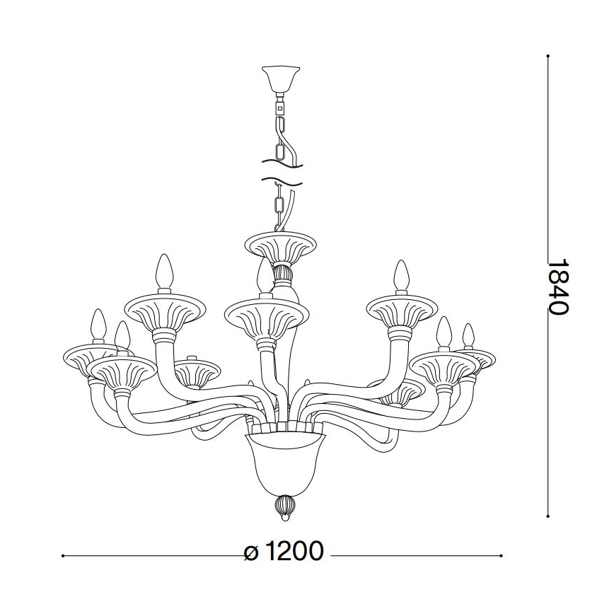 Ideal Lux - Sietynas, kabinamas ant grandinės BRIGITTA 12xE14/40W/230V diametras 120 cm permatoma