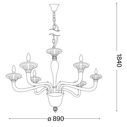 Ideal Lux - Sietynas, kabinamas ant grandinės BRIGITTA 8xE14/40W/230V diametras 89 cm žalvaris