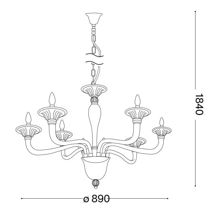 Ideal Lux - Sietynas, kabinamas ant grandinės BRIGITTA 8xE14/40W/230V diametras 89 cm žalvaris