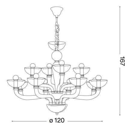 Ideal Lux - Sietynas, kabinamas ant grandinės CASANOVA 16xE14/40W/230V diametras 120 cm balta