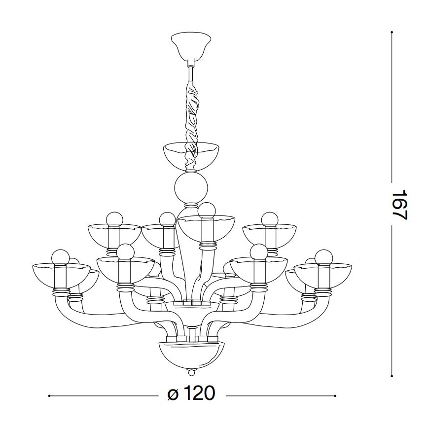 Ideal Lux - Sietynas, kabinamas ant grandinės CASANOVA 16xE14/40W/230V diametras 120 cm balta