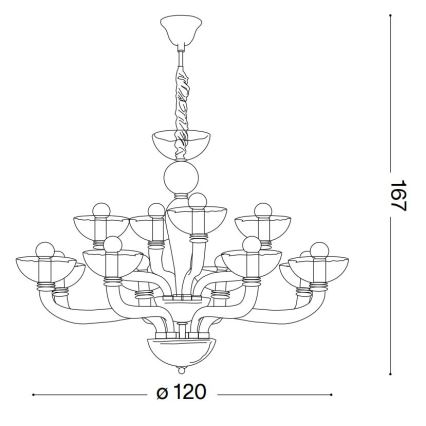 Ideal Lux - Sietynas, kabinamas ant grandinės CASANOVA 16xE14/40W/230V diametras 120 cm pilka