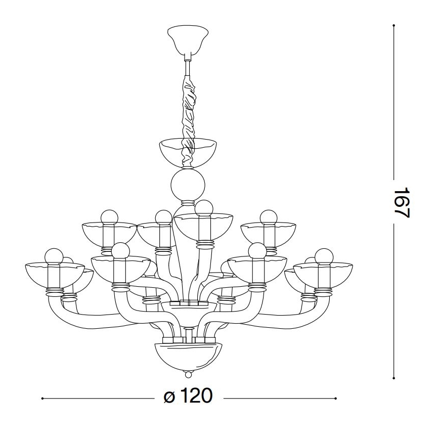 Ideal Lux - Sietynas, kabinamas ant grandinės CASANOVA 16xE14/40W/230V diametras 120 cm pilka