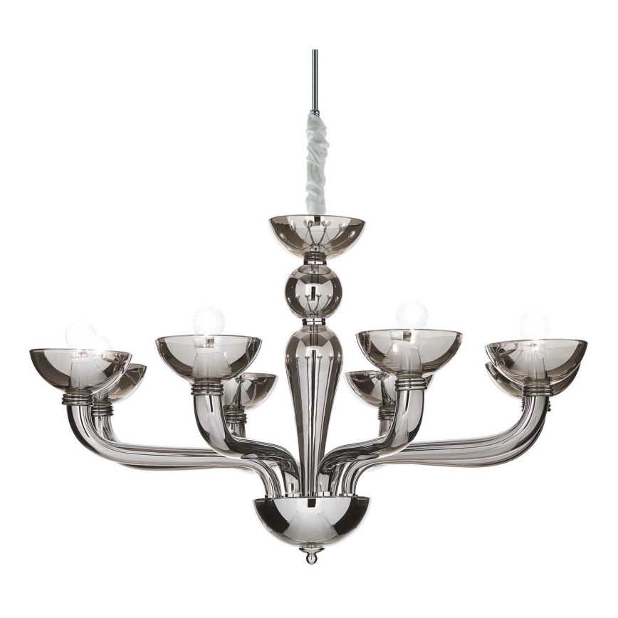 Ideal Lux - Sietynas, kabinamas ant grandinės CASANOVA 8xE14/40W/230V diametras 88 cm pilka