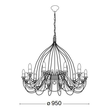 Ideal Lux - Sietynas, kabinamas ant grandinės CORTE 12xE14/40W/230V diametras 95 cm varis