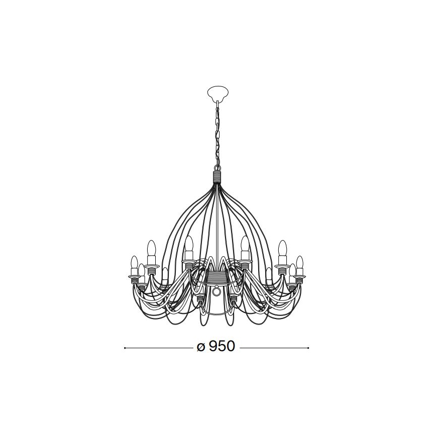 Ideal Lux - Sietynas, kabinamas ant grandinės CORTE 12xE14/40W/230V diametras 95 cm varis