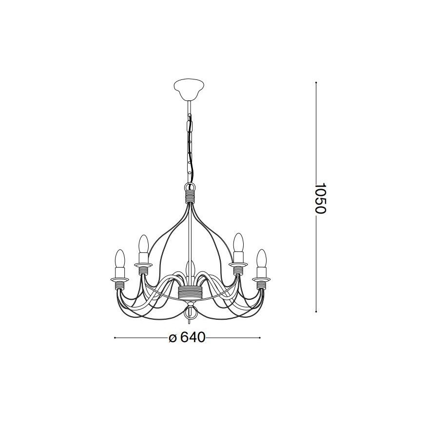 Ideal Lux - Sietynas, kabinamas ant grandinės CORTE 5xE14/40W/230V diametras 54 cm varis