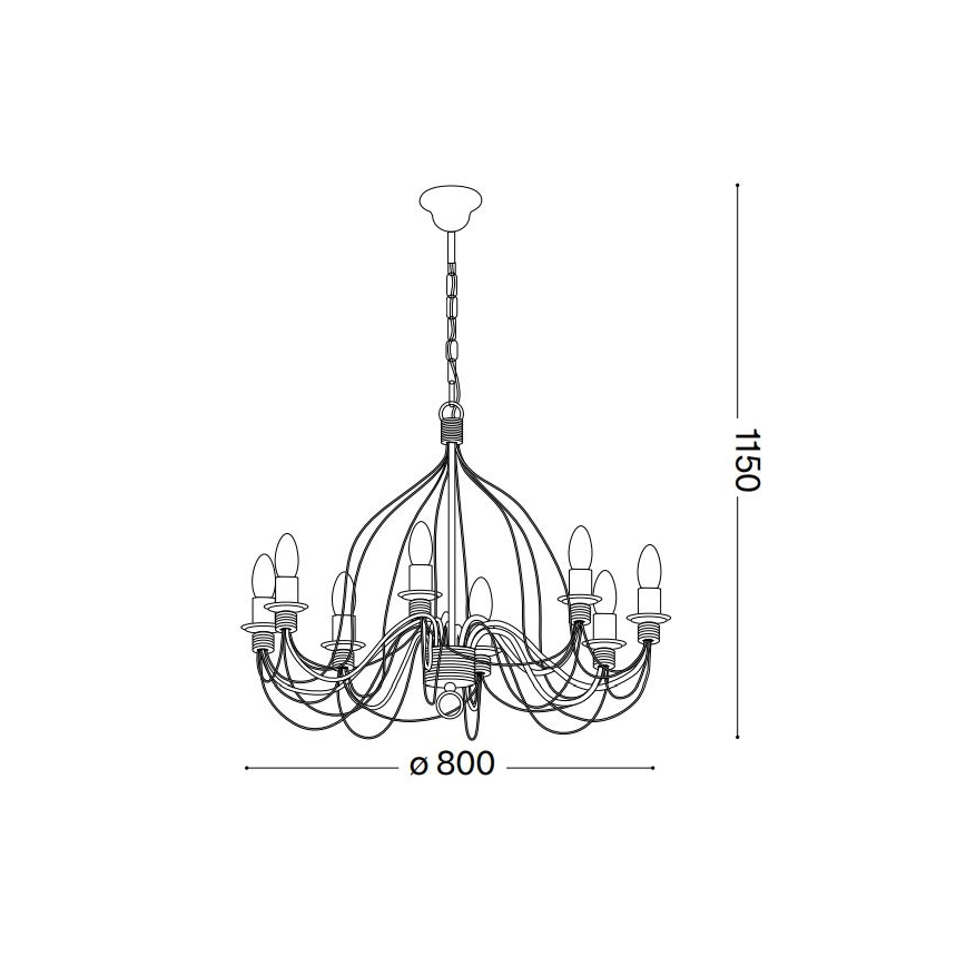 Ideal Lux - Sietynas, kabinamas ant grandinės CORTE 8xE14/40W/230V diametras 80 cm varis