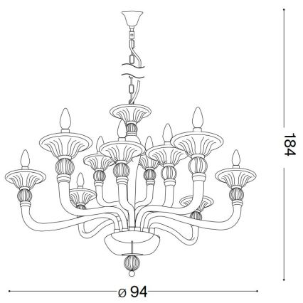 Ideal Lux - Sietynas, kabinamas ant grandinės DANIELI 12xE14/40W/230V diametras 94 cm žalvaris