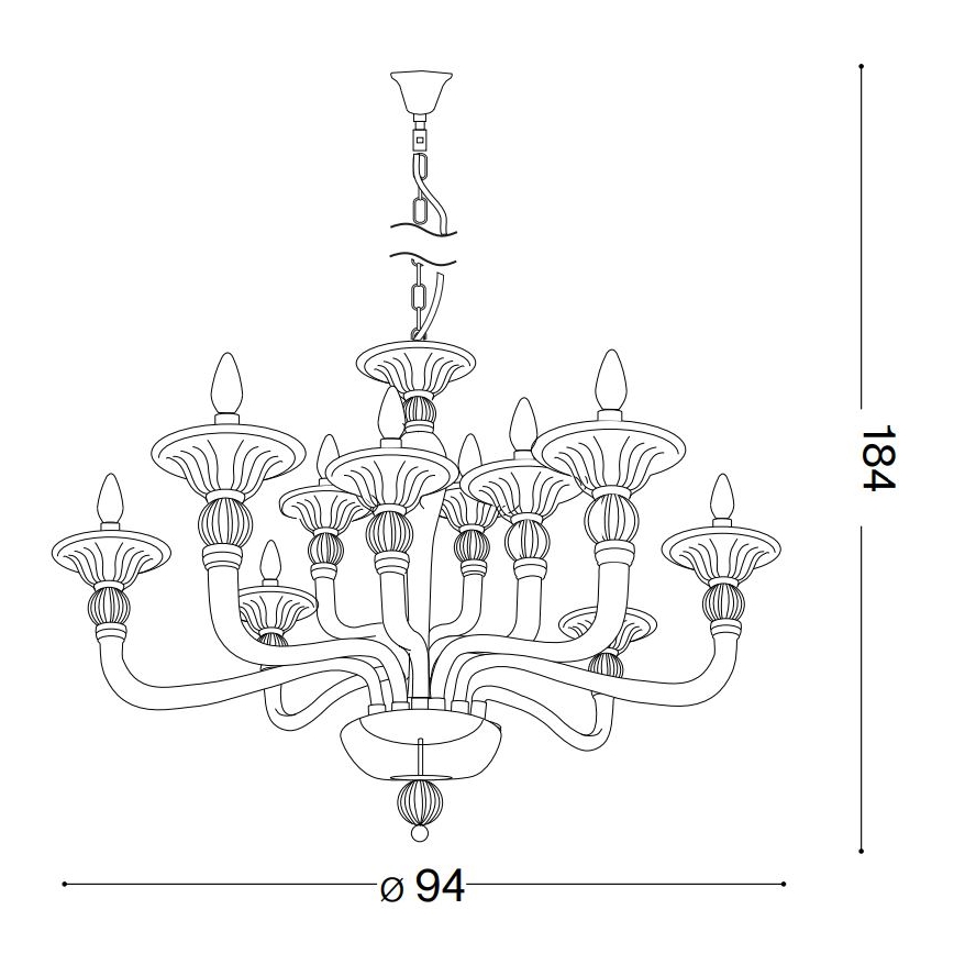 Ideal Lux - Sietynas, kabinamas ant grandinės DANIELI 12xE14/40W/230V diametras 94 cm žalvaris