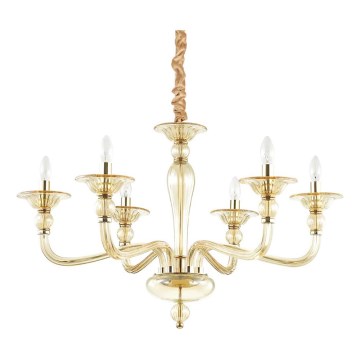 Ideal Lux - Sietynas, kabinamas ant grandinės DANIELI 6xE14/40W/230V diametras 85 cm žalvaris