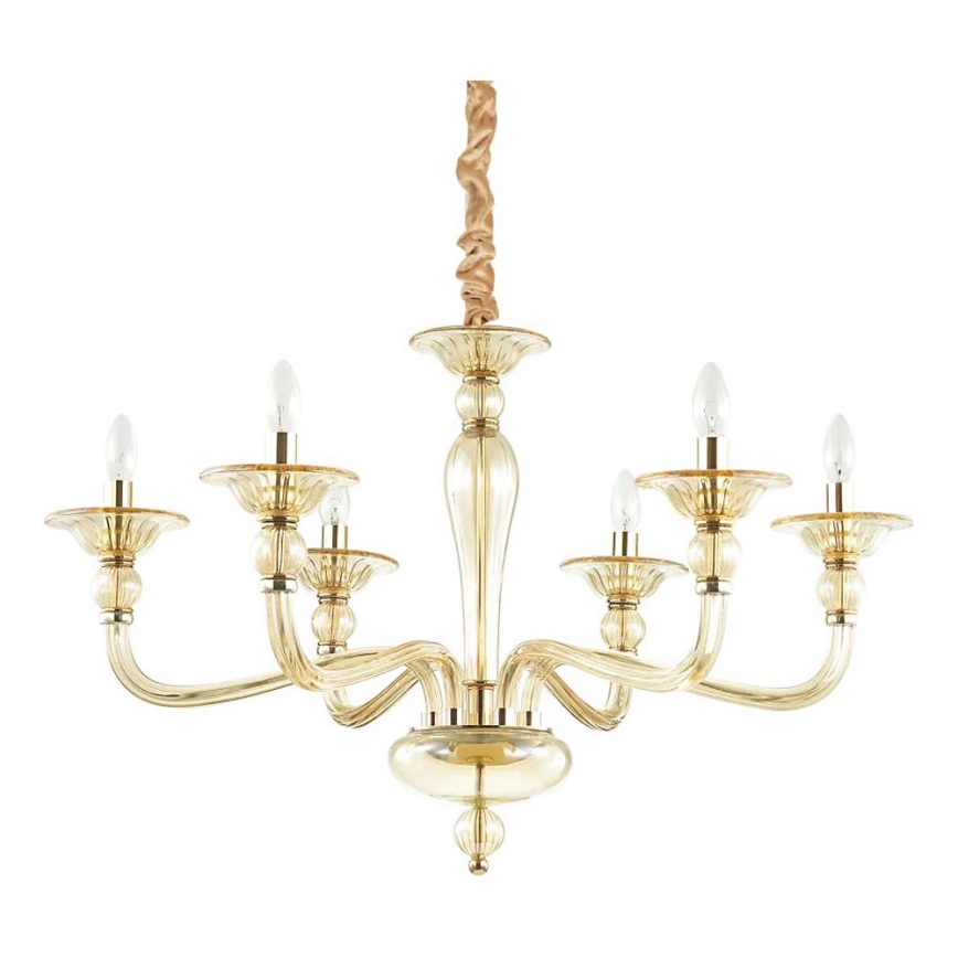 Ideal Lux - Sietynas, kabinamas ant grandinės DANIELI 6xE14/40W/230V diametras 85 cm žalvaris