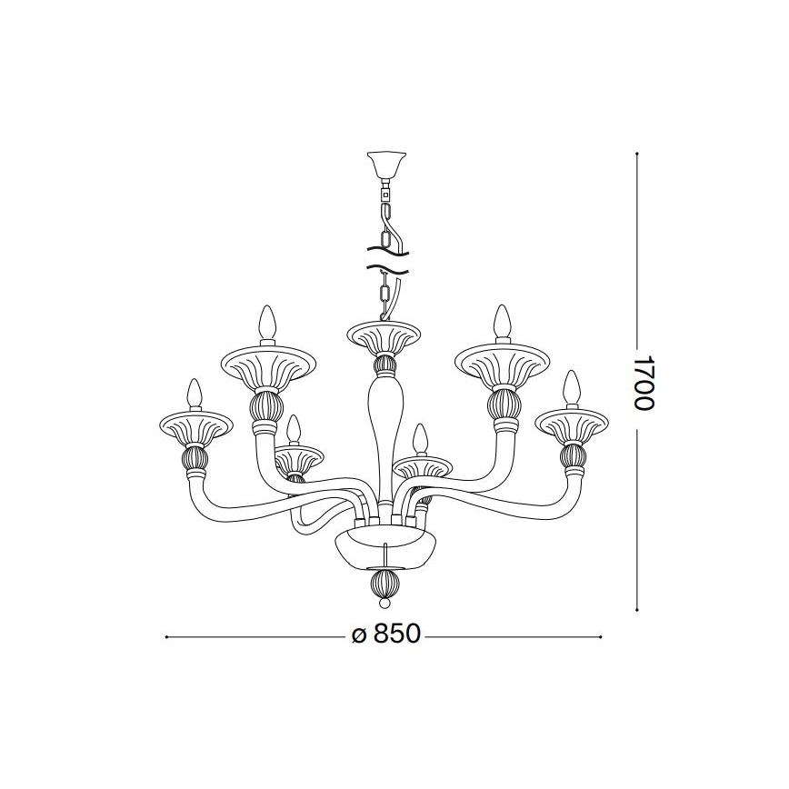 Ideal Lux - Sietynas, kabinamas ant grandinės DANIELI 6xE14/40W/230V diametras 85 cm žalvaris