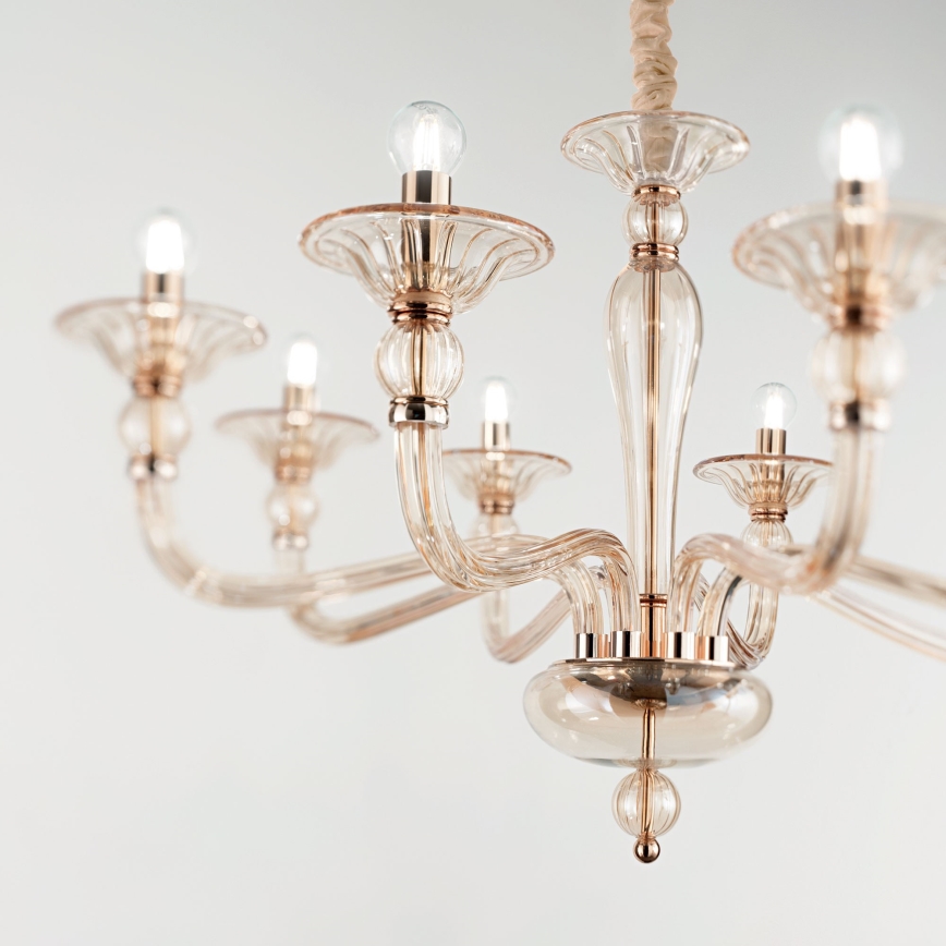 Ideal Lux - Sietynas, kabinamas ant grandinės DANIELI 8xE14/40W/230V diametras 85 cm žalvaris