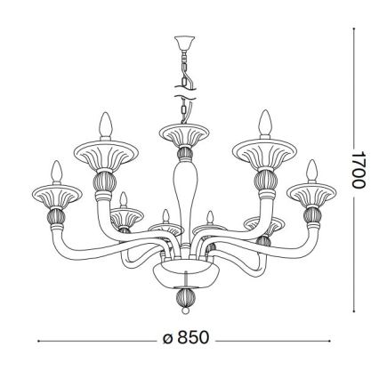 Ideal Lux - Sietynas, kabinamas ant grandinės DANIELI 8xE14/40W/230V diametras 85 cm žalvaris