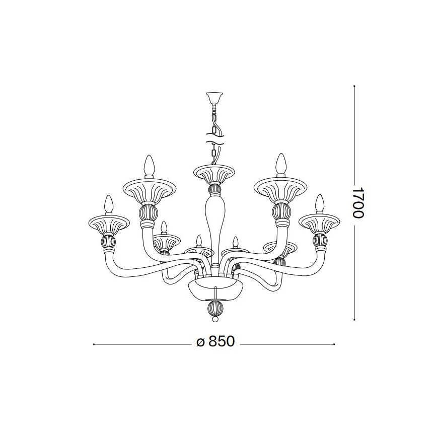Ideal Lux - Sietynas, kabinamas ant grandinės DANIELI 8xE14/40W/230V diametras 85 cm žalvaris