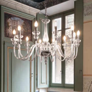 Ideal Lux - Sietynas, kabinamas ant grandinės DOGE 12xE14/40W/230V diametras 91 cm blizgus chromas