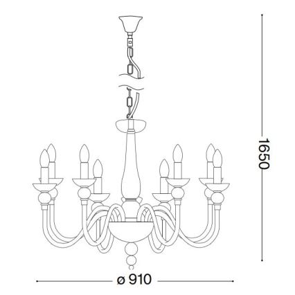 Ideal Lux - Sietynas, kabinamas ant grandinės DOGE 12xE14/40W/230V diametras 91 cm blizgus chromas