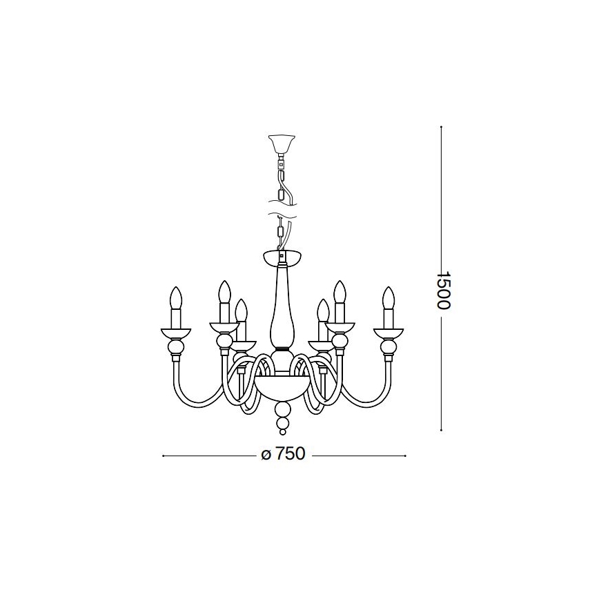 Ideal Lux - Sietynas, kabinamas ant grandinės DOGE 6xE14/40W/230V diametras 75 cm blizgus chromas