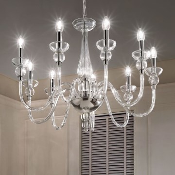 Ideal Lux - Sietynas, kabinamas ant grandinės DOGE 9xE14/40W/230V diametras 75 cm blizgus chromas