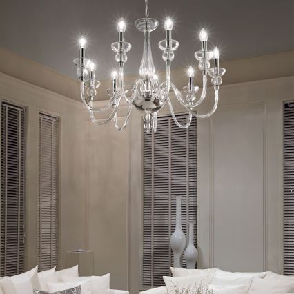 Ideal Lux - Sietynas, kabinamas ant grandinės DOGE 9xE14/40W/230V diametras 75 cm blizgus chromas