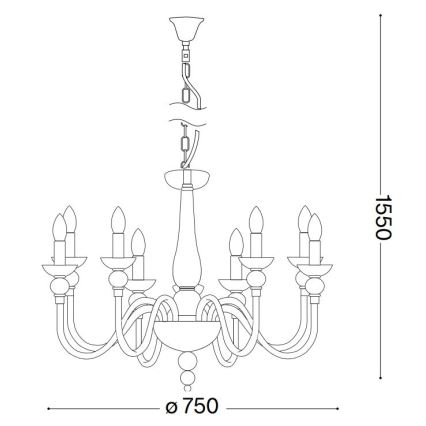 Ideal Lux - Sietynas, kabinamas ant grandinės DOGE 9xE14/40W/230V diametras 75 cm blizgus chromas
