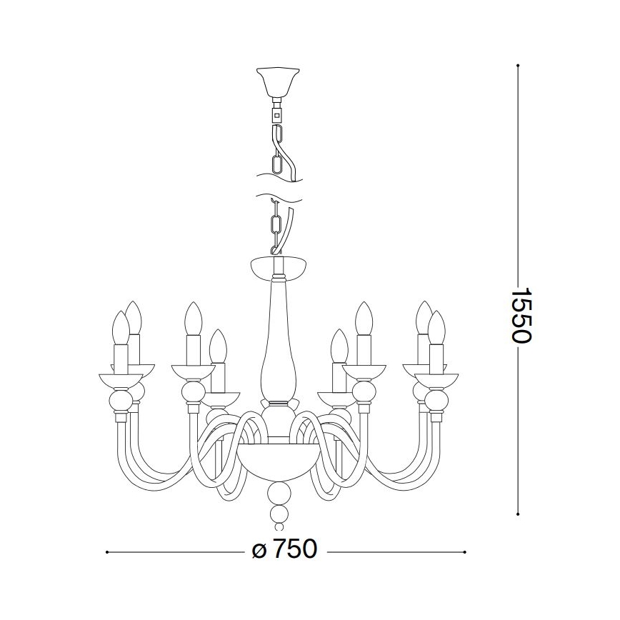 Ideal Lux - Sietynas, kabinamas ant grandinės DOGE 9xE14/40W/230V diametras 75 cm blizgus chromas