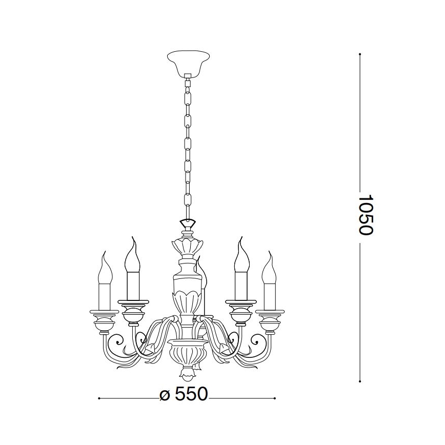 Ideal Lux - Sietynas, kabinamas ant grandinės FIRENZE 5xE14/40W/230V diametras 55 cm auksas