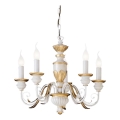 Ideal Lux - Sietynas, kabinamas ant grandinės FIRENZE 5xE14/40W/230V diametras 55 cm balta/auksas