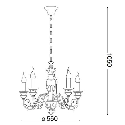 Ideal Lux - Sietynas, kabinamas ant grandinės FIRENZE 5xE14/40W/230V diametras 55 cm balta/auksas