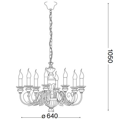 Ideal Lux - Sietynas, kabinamas ant grandinės FIRENZE 8xE14/40W/230V diametras 64 cm auksas
