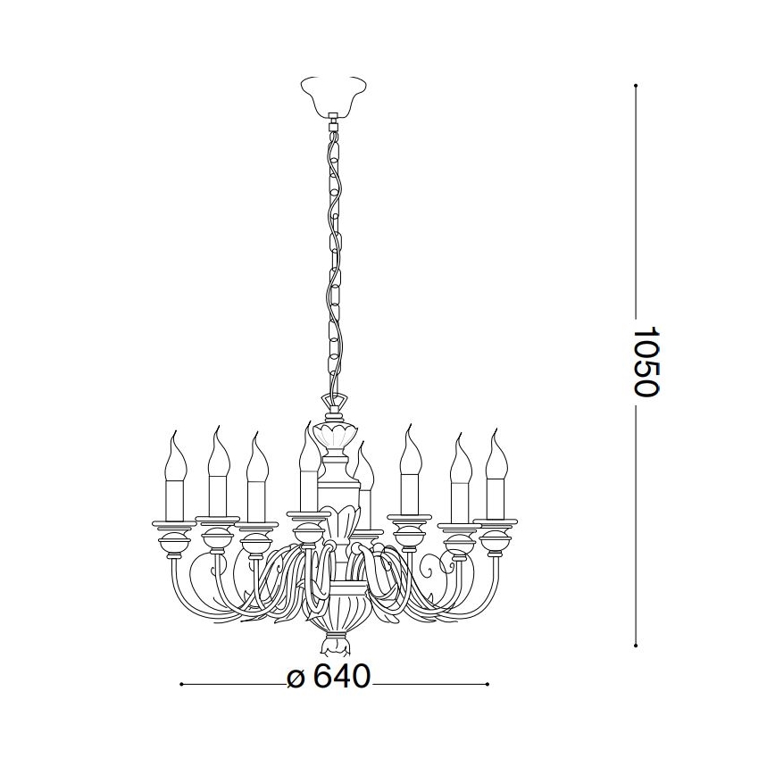 Ideal Lux - Sietynas, kabinamas ant grandinės FIRENZE 8xE14/40W/230V diametras 64 cm auksas