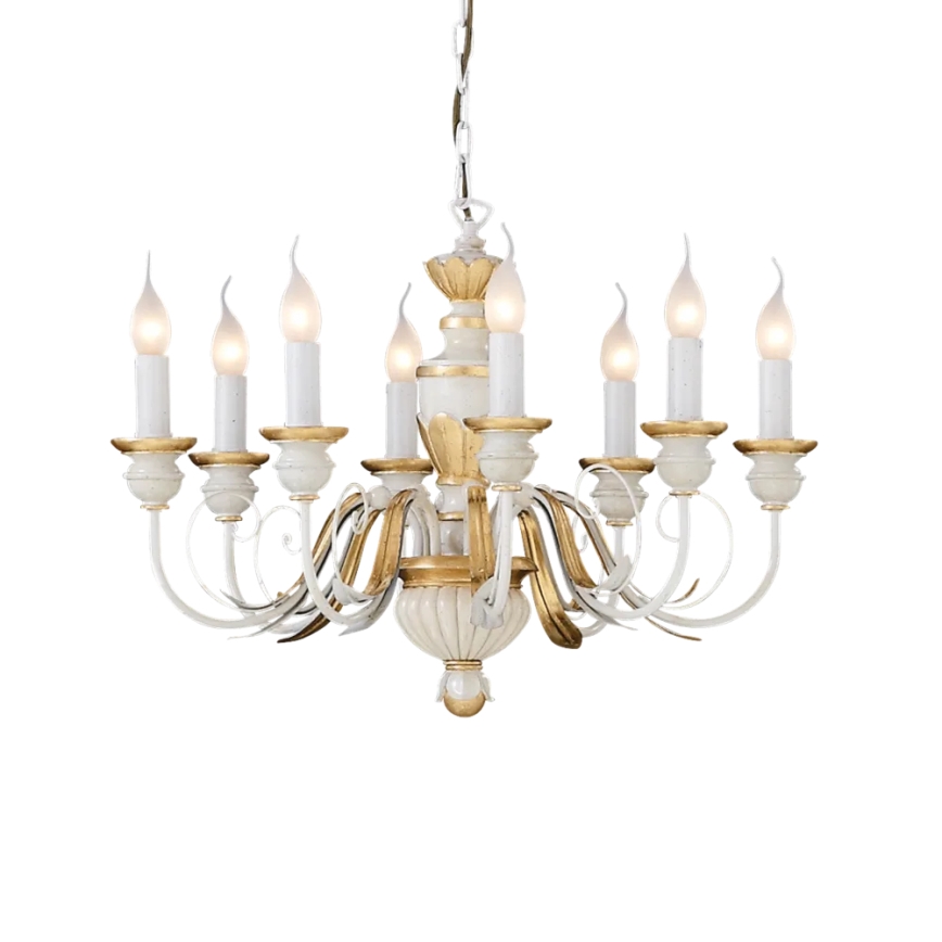 Ideal Lux - Sietynas, kabinamas ant grandinės FIRENZE 8xE14/40W/230V diametras 64 cm balta/auksas