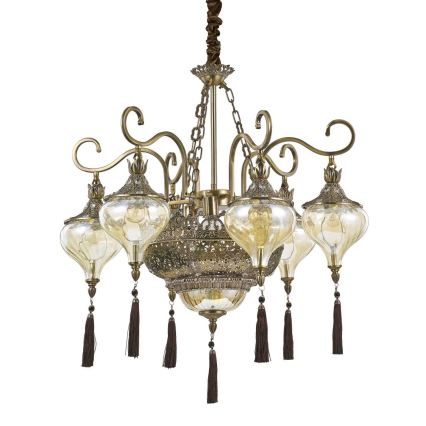 Ideal Lux - Sietynas, kabinamas ant grandinės HAREM 9xE27/60W/230V diametras 75 cm žalvaris
