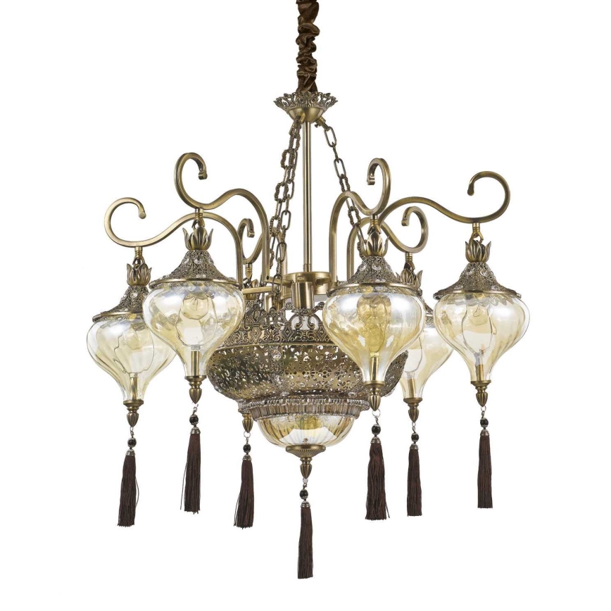 Ideal Lux - Sietynas, kabinamas ant grandinės HAREM 9xE27/60W/230V diametras 75 cm žalvaris