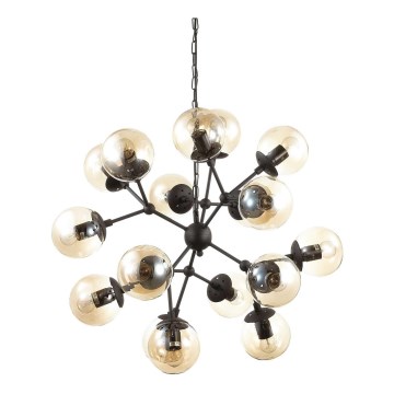 Ideal Lux - Sietynas, kabinamas ant grandinės KEPLER 18xE27/42W/230V diametras 69 cm juoda/dūminis