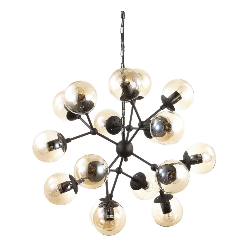 Ideal Lux - Sietynas, kabinamas ant grandinės KEPLER 18xE27/42W/230V diametras 69 cm juoda/dūminis