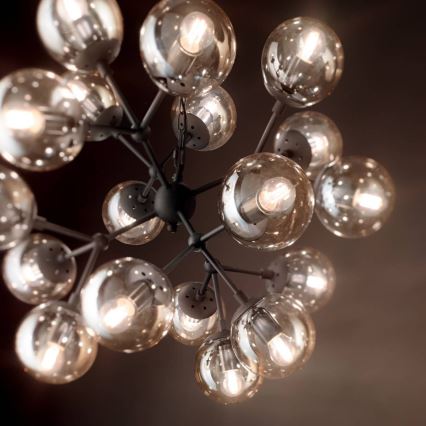 Ideal Lux - Sietynas, kabinamas ant grandinės KEPLER 18xE27/42W/230V diametras 69 cm juoda/dūminis