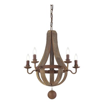Ideal Lux - Sietynas, kabinamas ant grandinės MILLENNIUM 5xE14/40W/230V diametras 52 cm Beržas/ruda
