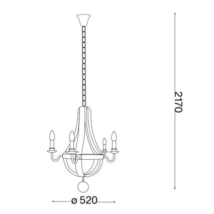 Ideal Lux - Sietynas, kabinamas ant grandinės MILLENNIUM 5xE14/40W/230V diametras 52 cm Beržas/ruda