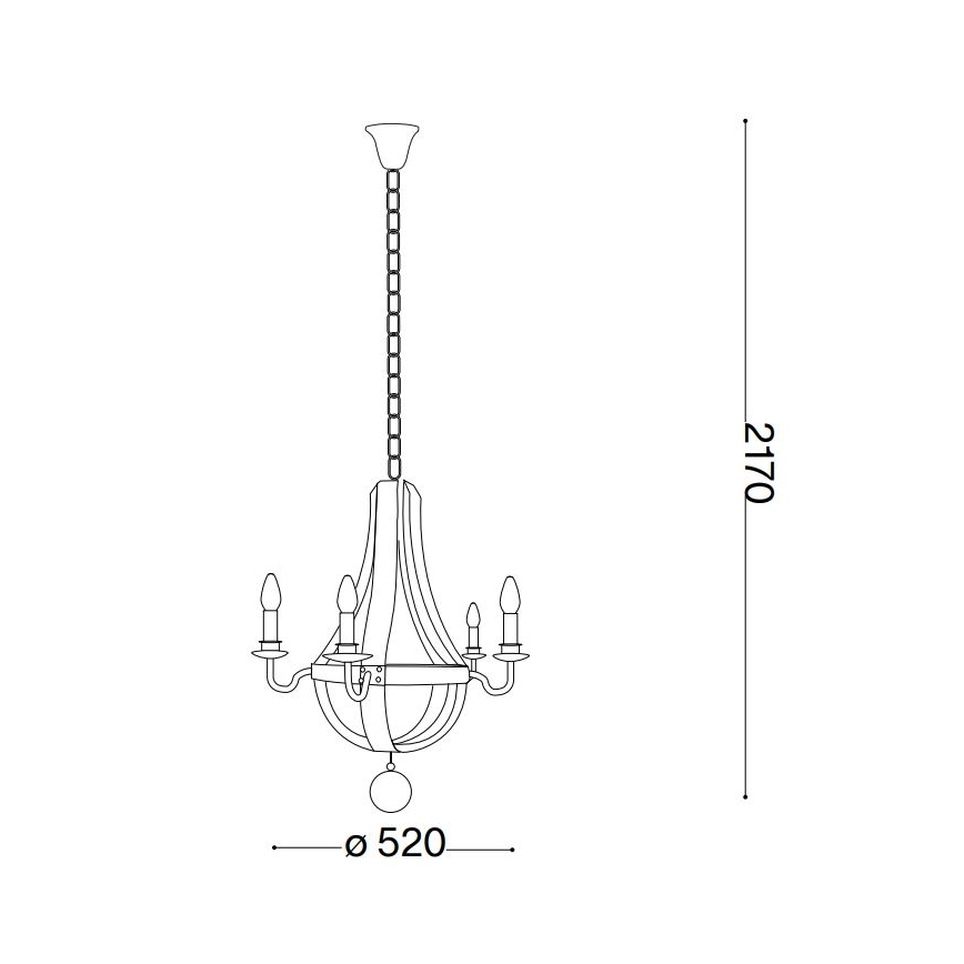 Ideal Lux - Sietynas, kabinamas ant grandinės MILLENNIUM 5xE14/40W/230V diametras 52 cm Beržas/ruda