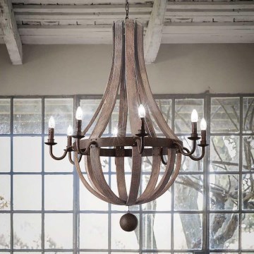 Ideal Lux - Sietynas, kabinamas ant grandinės MILLENNIUM 8xE14/40W/230V diametras 92 cm Beržas/ruda