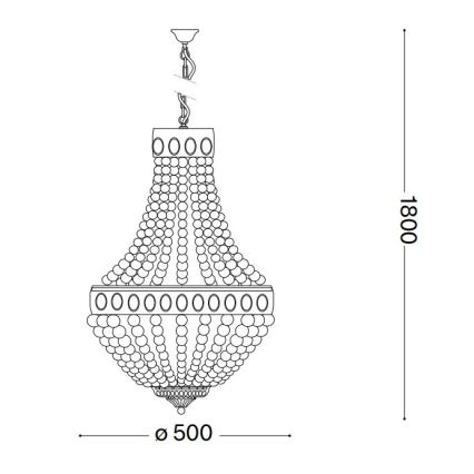 Ideal Lux - Sietynas, kabinamas ant grandinės MONET 6xE14/40W/230V diametras 50 cm kanapė/balta