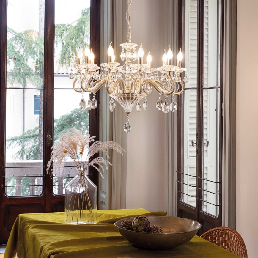 Ideal Lux - Krištolinis sietynas ant grandinės NEGRESCO 10xE14/28W/230V diametras 85 cm auksas