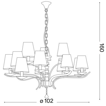 Ideal Lux - Krištolinis sietynas ant grandinės PEGASO 12xE14/28W/230V diametras 102 cm auksas