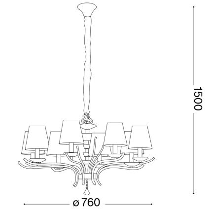 Ideal Lux - Krištolinis sietynas ant grandinės PEGASO 8xE14/28W/230V diametras 76 cm blizgus chromas