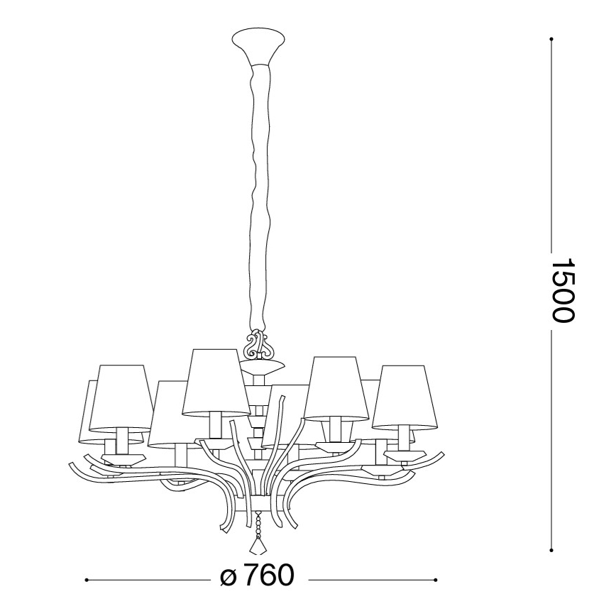 Ideal Lux - Krištolinis sietynas ant grandinės PEGASO 8xE14/28W/230V diametras 76 cm blizgus chromas