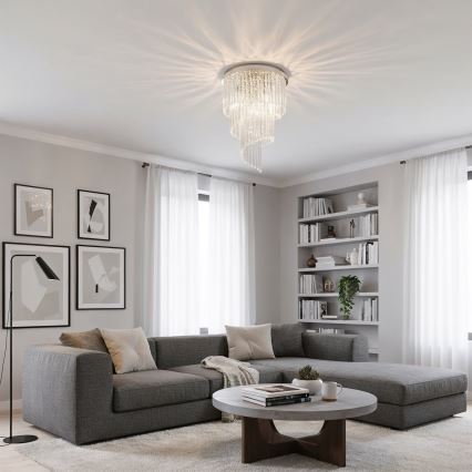 Ideal Lux - Tvirtinamas krištolinis sietynas CARLTON 12xE14/40W/230V diametras 50 cm blizgus chromas